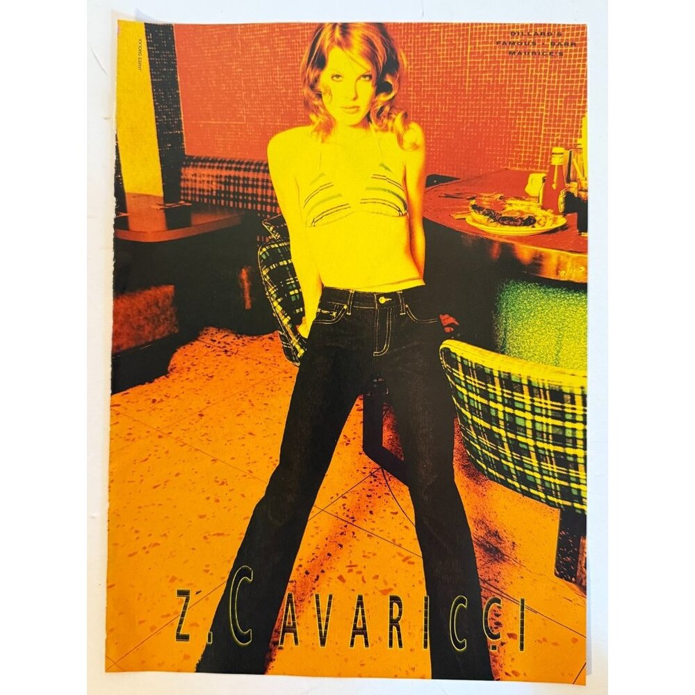 Vintage 1994 Z Cavaricci Denim Jeans Girl Bikini Top Advertisement Print Ad